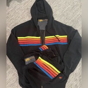 **SOLD** Aviator Nation 5 Stripe Neon Hoodie + Sweatpants Set